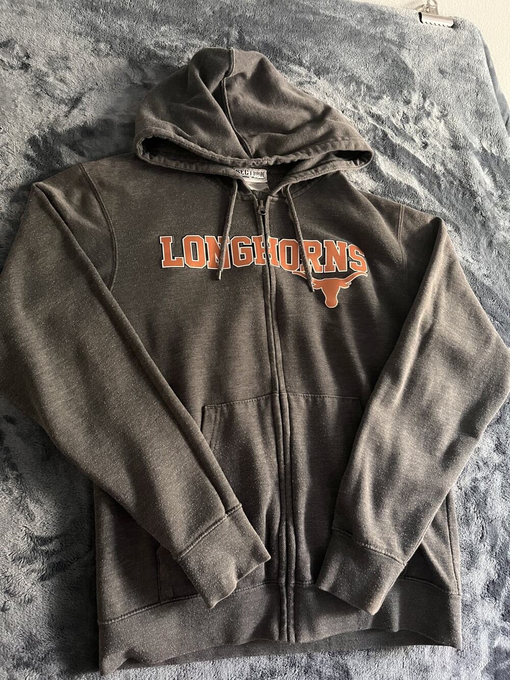 Texas Longhorns Hoodie Mens Size Medium Gray NCAA Football Majestic Section 101